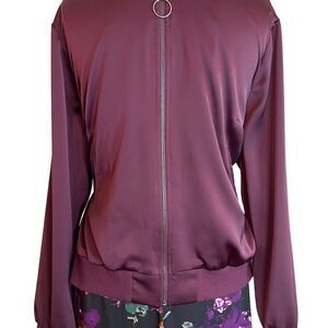 Burgundy bomber jacket by Lane Bryant